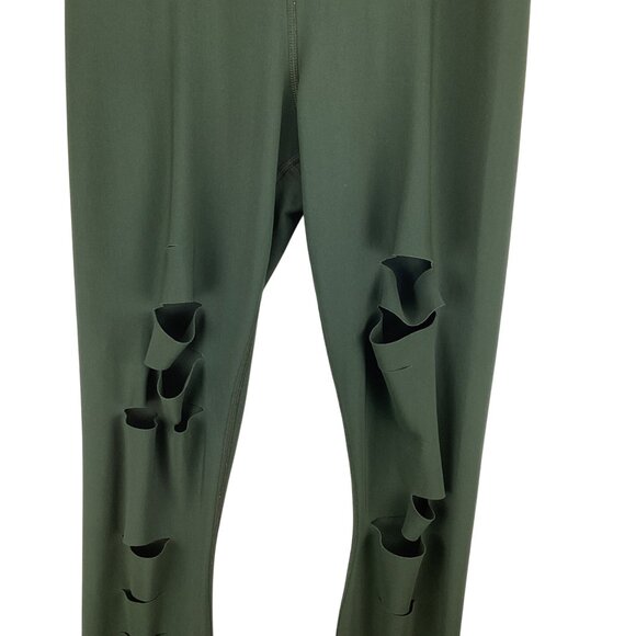 Alo Yoga Womens High Waisted Ripped Warrior Leggings Size XXS Hunter Green Athle - Picture 4 of 10
